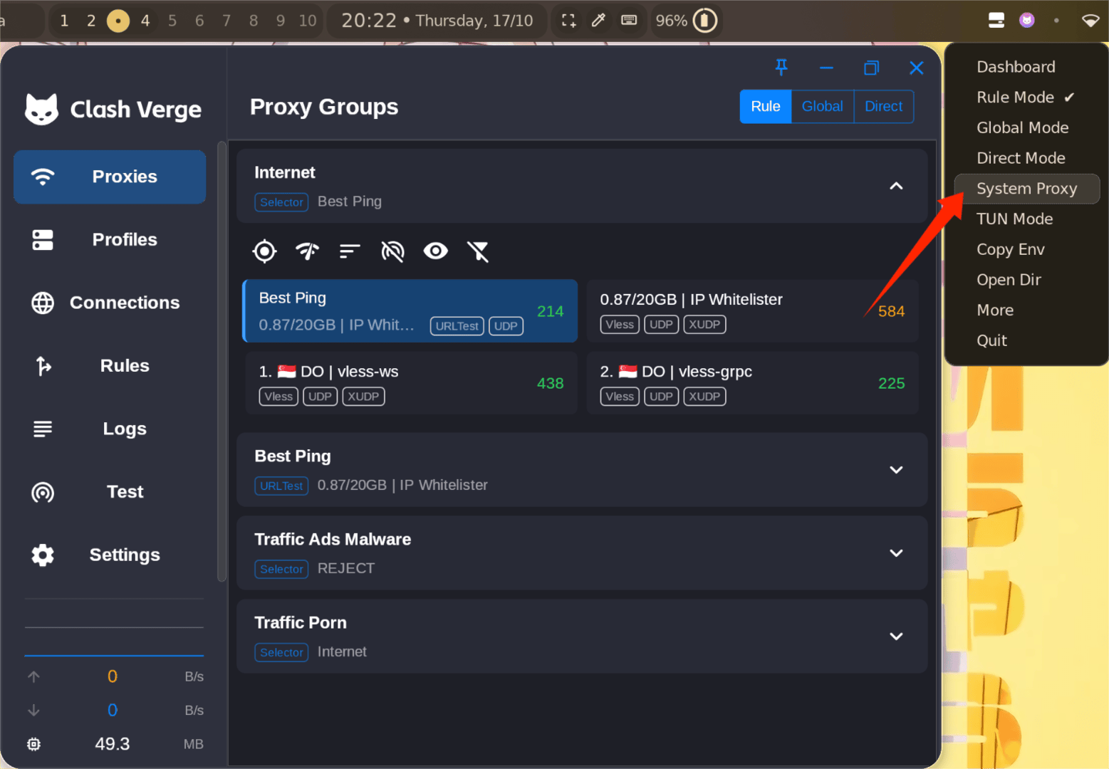 Aktifkan Tunnel dengan System Proxy